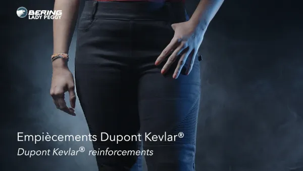 Video Blugi Moto Damă din Bumbac Elastic cu Întărituri Kevlar BERING LADY PEGGY · Negru 
