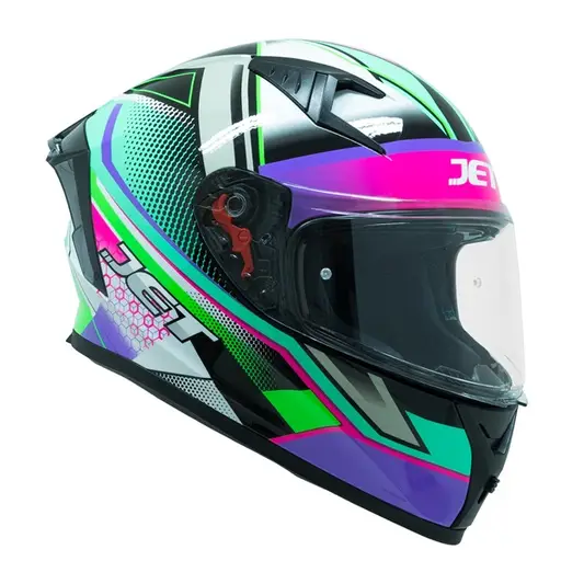 Cască Moto Integrală JET SCUD FLASH · Roz / Verde / Gri