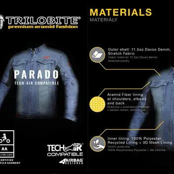 Geacă Moto din Denim TRILOBITE PARADO TECH-AIR · Albastru - BBmoto