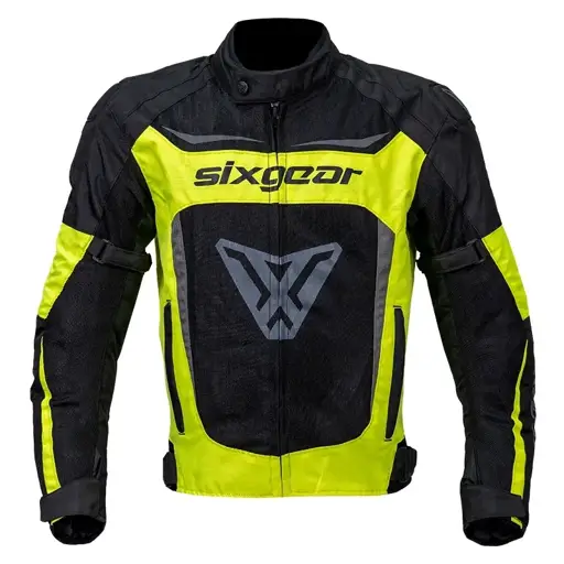 【gen-ga】 Geacă Moto de Vară din Textil SIXGEAR COOLER · Negru / Galben-Fluo
