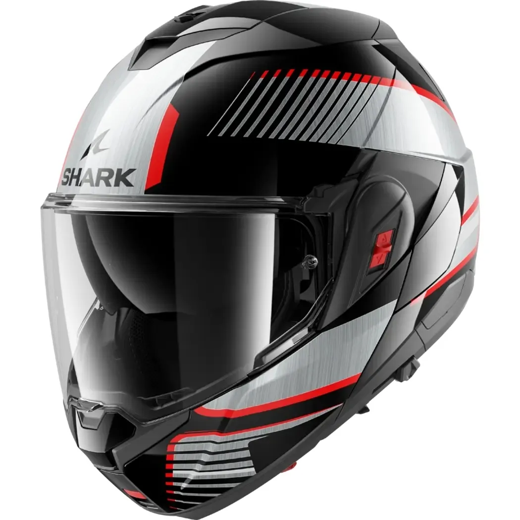 HIROTOページ　SCA-69/CKB Cască Moto Modulară SHARK OXO SIKTER Crom · Negru / Argintiu