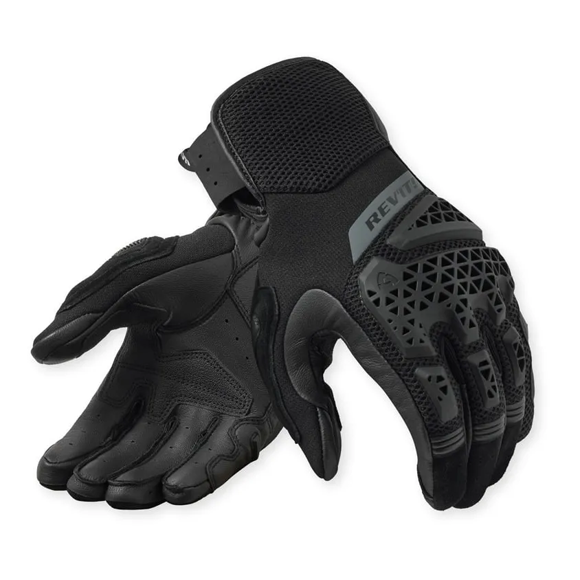 Mănuși Moto de Vară din Piele Naturală și Textil REVIT SAND 5 · Negru