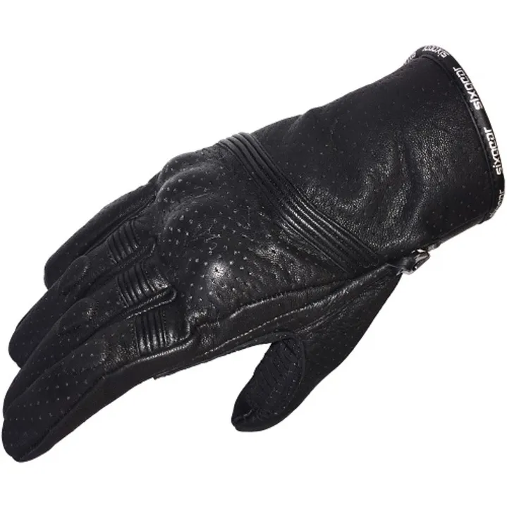 Mănuși moto din piele perforată SIXGEAR Fly negru