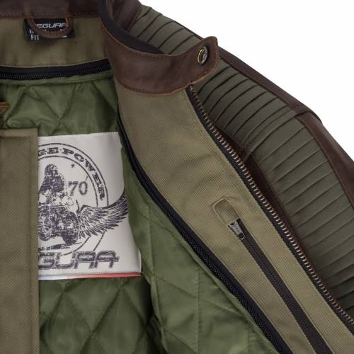 Geacă Moto din Piele & Textil SEGURA JAYZER · Maro 