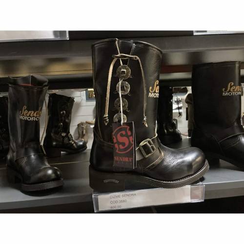 Cizme Moto Chopper din Piele Naturală SENDRA BOOTS 3580 Huricane Manila  · Negru 