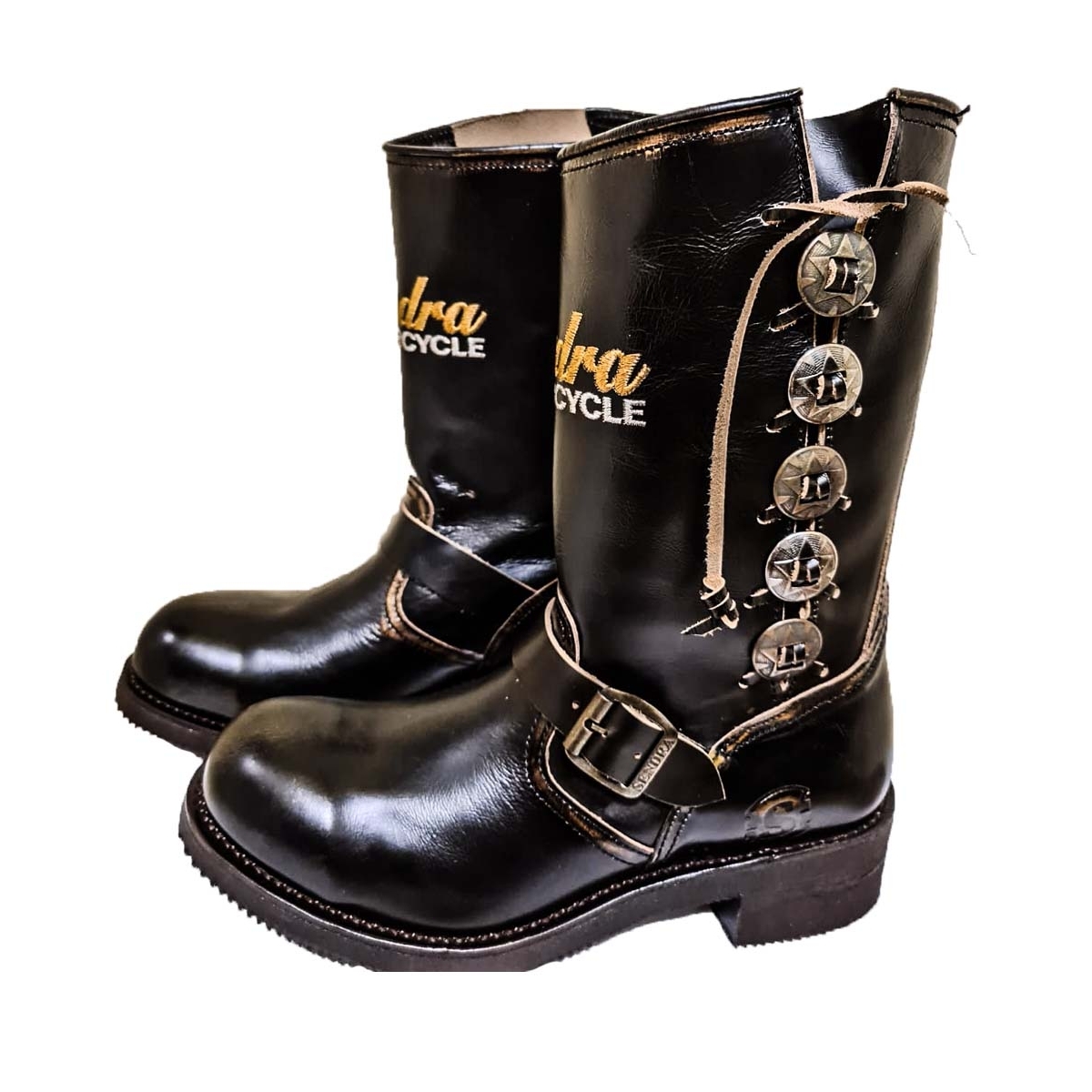 Cizme Moto Chopper din Piele Naturală SENDRA BOOTS 3580 Huricane Manila  · Negru 