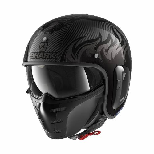 Cască Moto Open Face SHARK STREET DRAK CARBON SKIN · Negru / Gri
