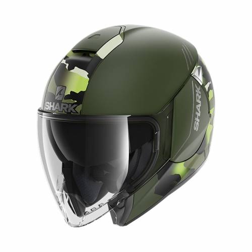 Cască Moto Open-Face SHARK CITYCRUISER GENOM · Negru / Verde Mat 