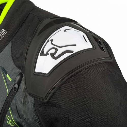 Geacă Moto din Textil BERING START-R · Negru / Gri / Verde Fluo 