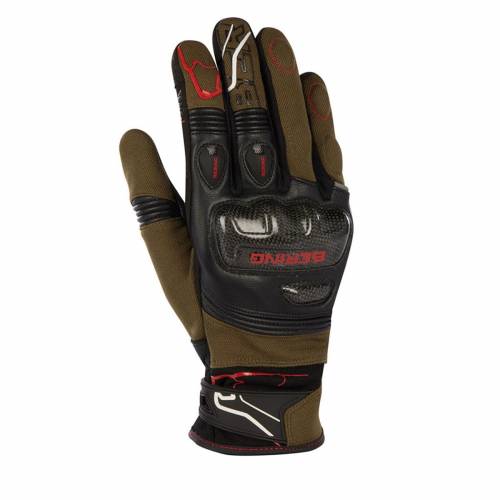 Mănuși Moto din Piele & Textil BERING CORTEX · Negru / Kaki 