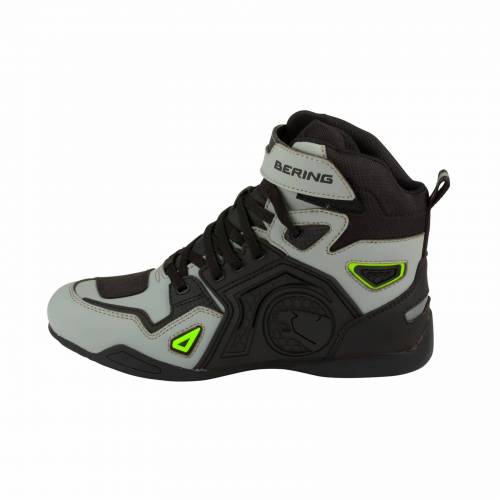 Ghete Moto din Piele & Textil BERING HORACE · Gri / Negru / Verde Fluo