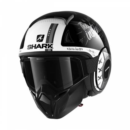 Cască Moto Open Face SHARK STREET DRAK TRIBUTE · Negru / Gri / Alb