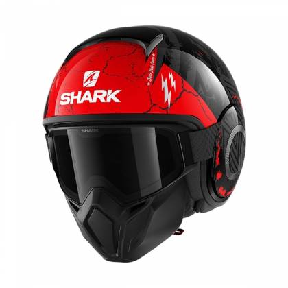 Cască Moto Open Face SHARK STREET DRAK CROWER · Negru / Gri / Roșu