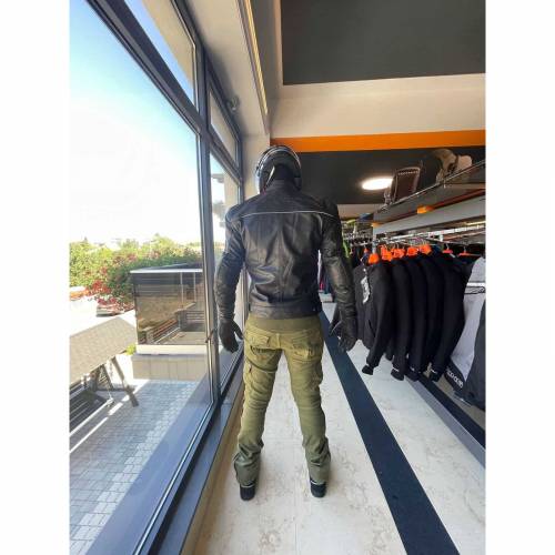 Geacă Moto de Vară din Piele Naturală Perforată SIXGEAR ORLANDO AIR · Negru 