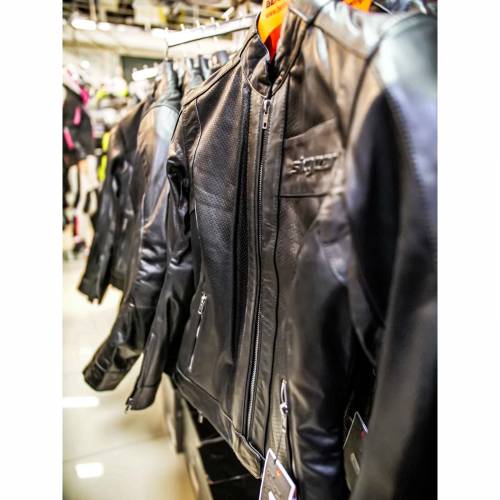 Geacă Moto de Vară din Piele Naturală Perforată SIXGEAR ORLANDO AIR · Negru 