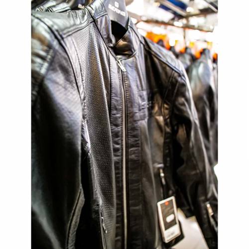 Geacă Moto de Vară din Piele Naturală Perforată SIXGEAR ORLANDO AIR · Negru 