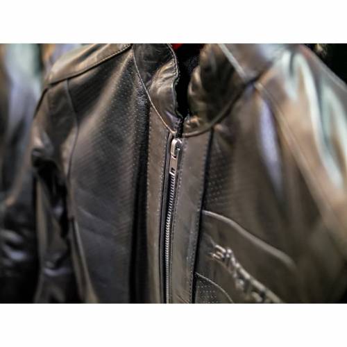 Geacă Moto Damă din Piele Naturală Perforată SIXGEAR MILA AIR · Negru 