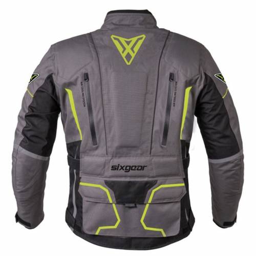Geacă Moto din Textil SIXGEAR CLASH · Gri / Verde Fluo 