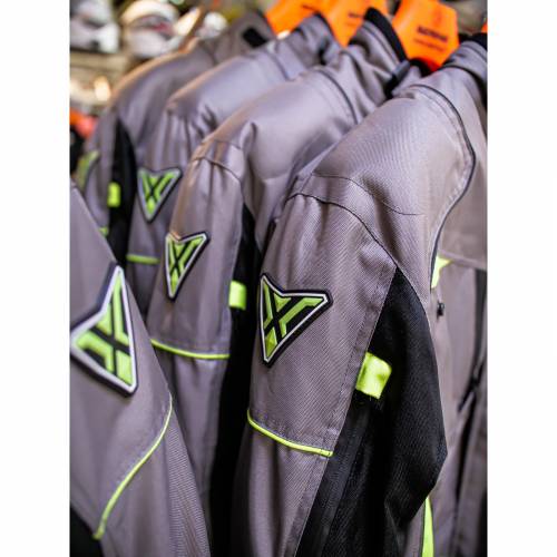 Geacă Moto din Textil SIXGEAR CLASH · Gri / Verde Fluo 