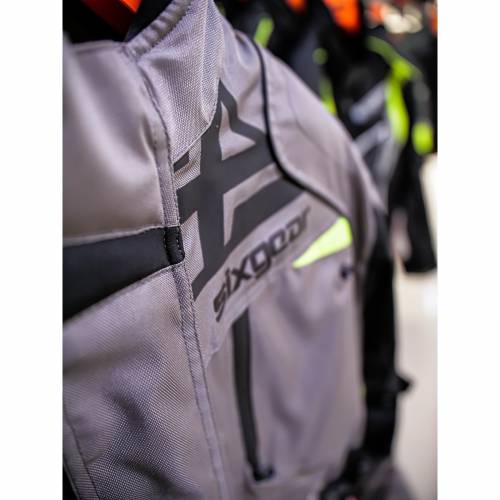 Geacă Moto din Textil SIXGEAR CLASH · Gri / Verde Fluo 