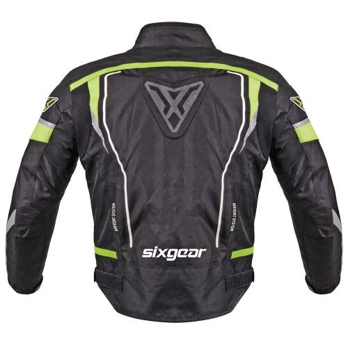 Geacă Moto din Textil SIXGEAR RIOT · Negru / Verde Fluo 