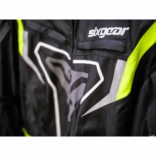 Geacă Moto din Textil SIXGEAR RIOT · Negru / Verde Fluo 
