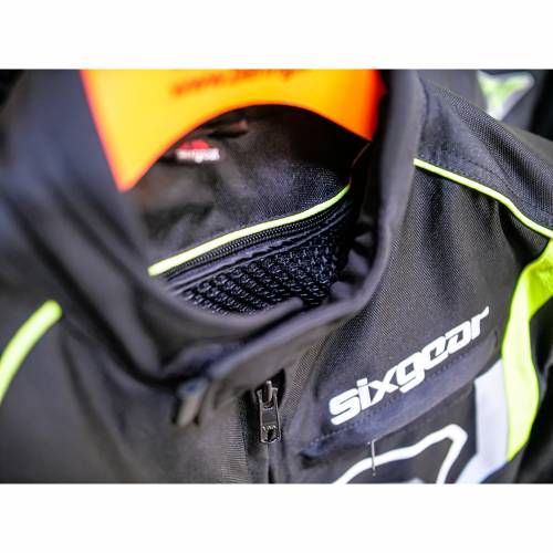 Geacă Moto din Textil SIXGEAR RIOT · Negru / Verde Fluo 