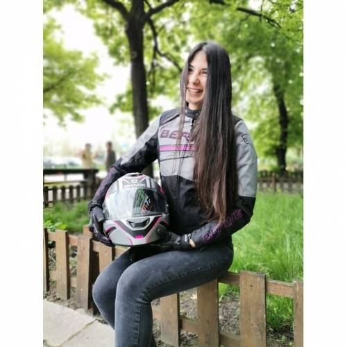 Geacă Moto Damă din Textil BERING LADY BARIO · Roz / Negru 