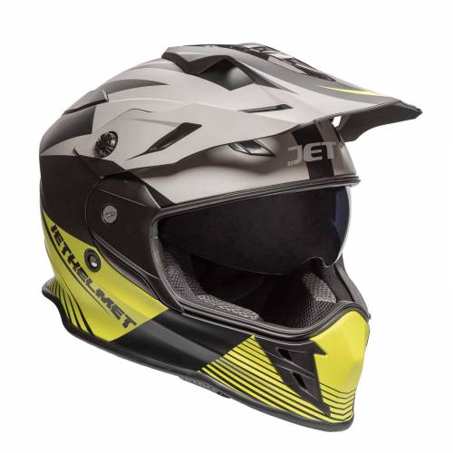 Cască Moto Integrală JET XT VIPER · Negru / Gri / Galben-Fluo 
