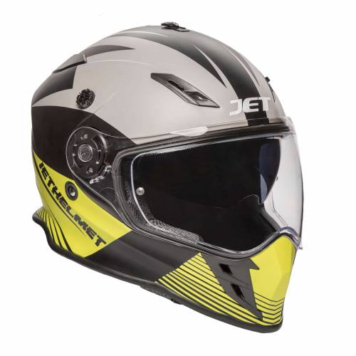 Cască Moto Integrală JET XT VIPER · Negru / Gri / Galben-Fluo 