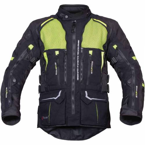 Geacă Moto din Textil SIXGEAR PARAGON · Negru / Verde-Fluo 