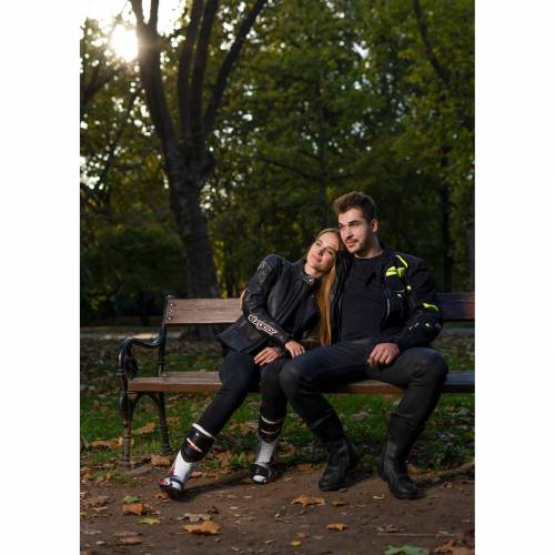 Geacă Moto din Textil SIXGEAR PARAGON · Negru / Verde-Fluo 