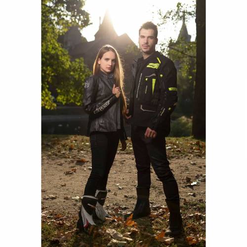 Geacă Moto din Textil SIXGEAR PARAGON · Negru / Verde-Fluo 