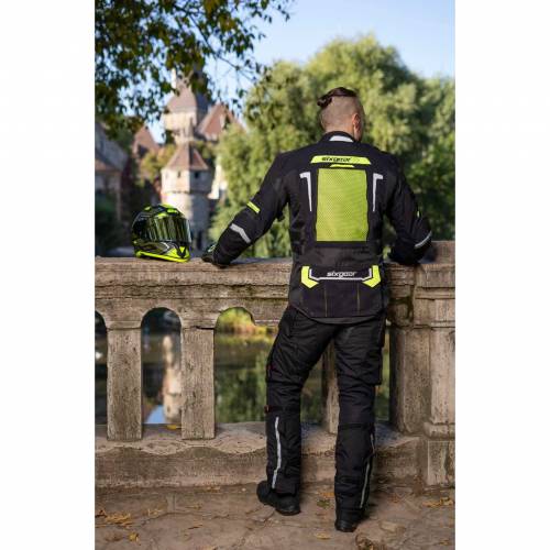 Geacă Moto din Textil SIXGEAR PARAGON · Negru / Verde-Fluo 