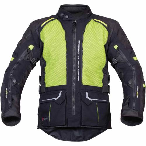 Geacă Moto din Textil SIXGEAR PARAGON · Negru / Verde-Fluo 