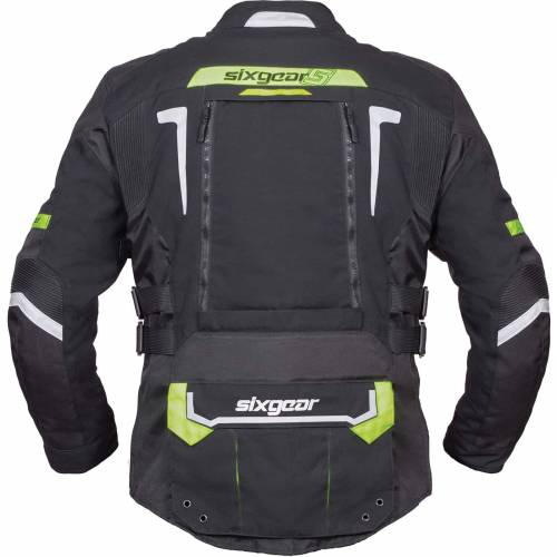 Geacă Moto din Textil SIXGEAR PARAGON · Negru / Verde-Fluo 