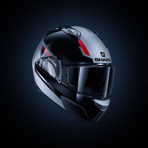 Cască Moto Modulară SHARK EVO GT SEAN · Alb / Negru / Roșu 