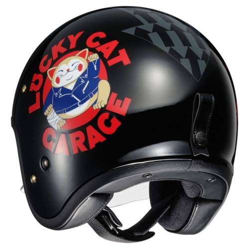 Cască Moto Open-Face SHOEI J.O LUCKY CAT GARAGE TC-5 · Negru / Roșu / Gri 