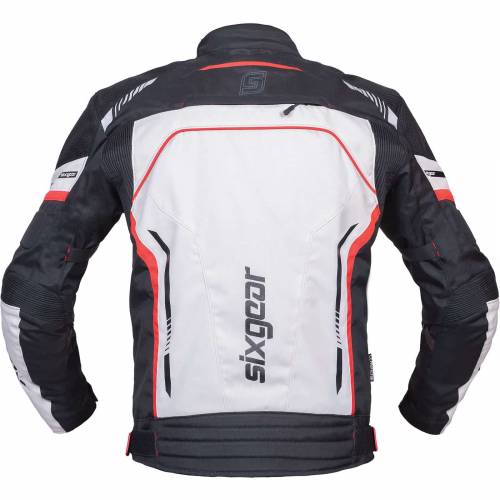 Geacă Moto din Textil SIXGEAR VORTEX · Gri / Alb / Roșu 