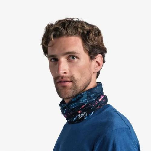 Bandană tubulară multifunctională BUFF COOLNET UV+ XCROSS · Albastru / Roz / Portocaliu 