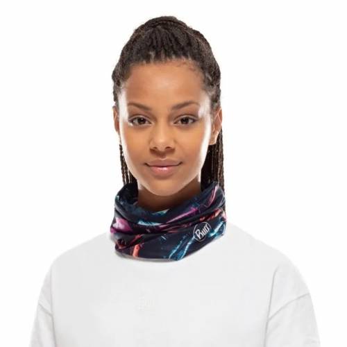Bandană tubulară multifunctională BUFF COOLNET UV+ XCROSS · Albastru / Roz / Portocaliu 