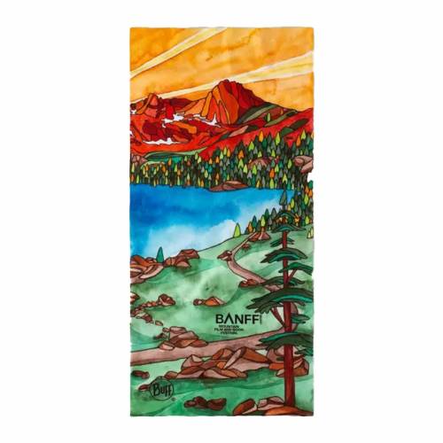 Bandană tubulară multifunctională BUFF ORIGINAL ECOSTRETCH BANFF 202 · Portocaliu / Albastru / Verde 