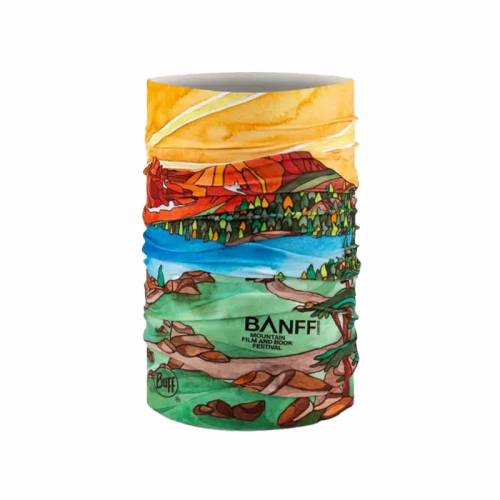 Bandană tubulară multifunctională BUFF ORIGINAL ECOSTRETCH BANFF 202 · Portocaliu / Albastru / Verde 
