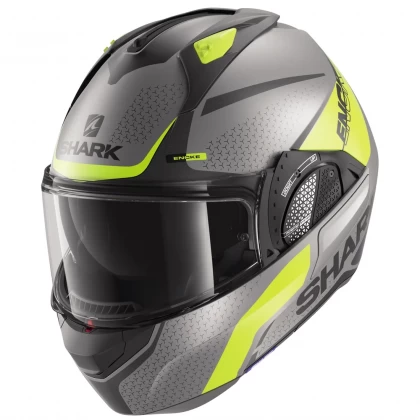 Cască Moto Modulară SHARK EVO GT ENCKE · Gri Mat / Galben / Negru