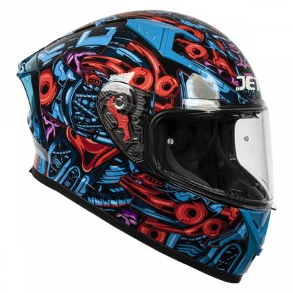 Cască Moto Integrală JET SCUD FURY · Albastru / Roșu / Roz