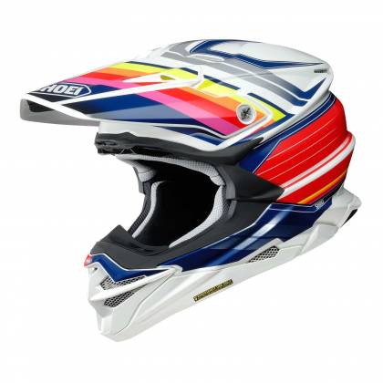 Cască Enduro Off-Road SHOEI VFX-WR Pinnacle TC-1 · Alb / Albastru / Roșu