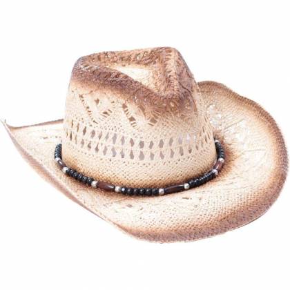 Pălărie Cowboy din Paie WILD WEST SH17956 · Alb 