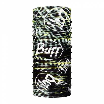 Bandană tubulară multifunctională BUFF COOLNET UV+ ULNAR BLACK · Negru / Alb / Galben