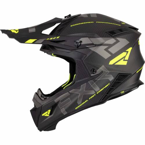 Cască Enduro - Cross - Snowmobil FXR RACING HELIUM CARBON W / D-RING · Negru / Verde-Flou 