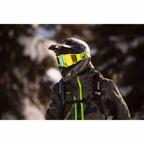Cască Enduro - Cross - Snowmobil FXR RACING HELIUM CARBON W / D-RING · Negru / Verde-Flou 